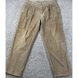 LL Bean Vintage Mens Corduroy‎ Pants Beige Thick Casual Measures 37x32 Read